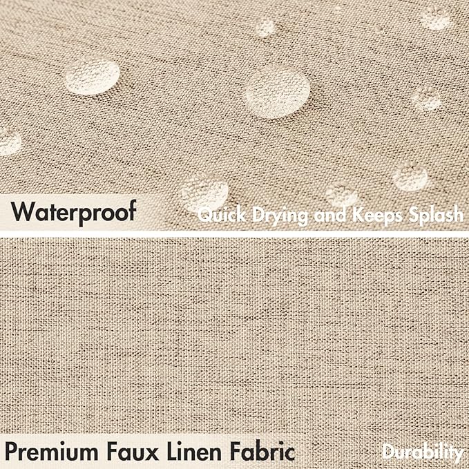 MIULEE 84" Long Scalloped Shower Curtain Linen Textured with 12 Metal Hooks Cute Extra Long Heavy Duty Washable Waterproof Cloth Shower Curtains with Black Border for Bathroom Hotel,Copper Brown