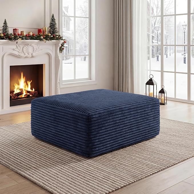 Corduroy Ottoman, Modern Boneless Cloud Foot Rest Foam Support, Oversized Modular Sectional Sofa Stool for Living Room, Bedroom & Small Spaces, No Assembly Required | Modular Sectional, Sofa Stool, Small Spaces, No Assembly Required