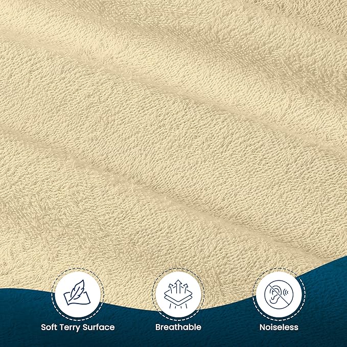 King Size Mattress Protector Waterproof, Premium 200 GSM Terry Mattress Cover, Soft & Breathable Bed Cover, Fitted Sheet Style Stretchable Deep Pockets 17" by Utopia Bedding (Beige)
