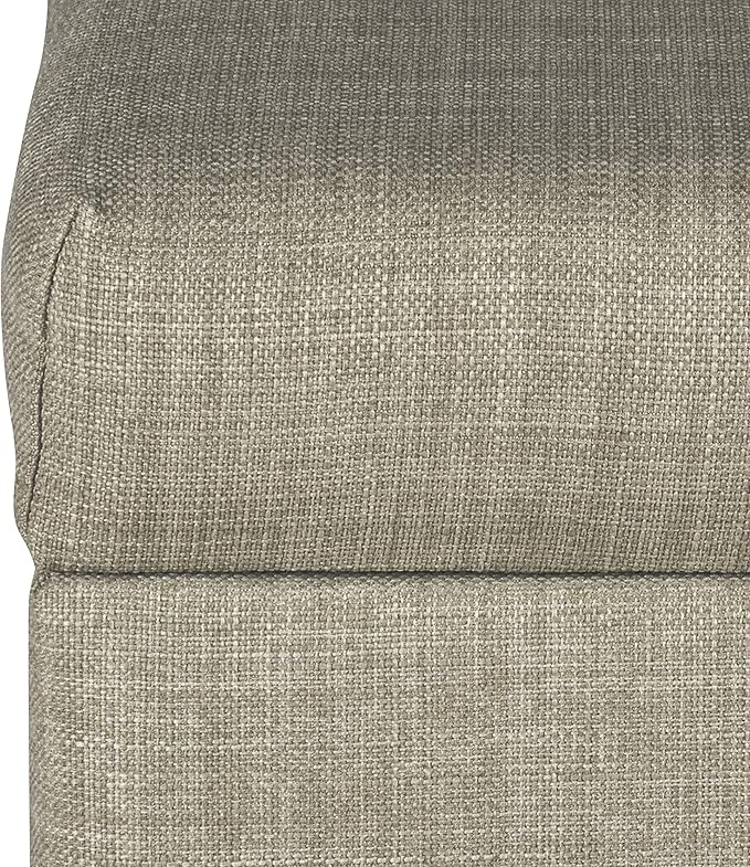 Homepop Home Decor | Upholstered MediumRectangular Storage Ottoman | Hinged Lid Ottoman with Storage for Living Room & Bedroom, Tan Linen