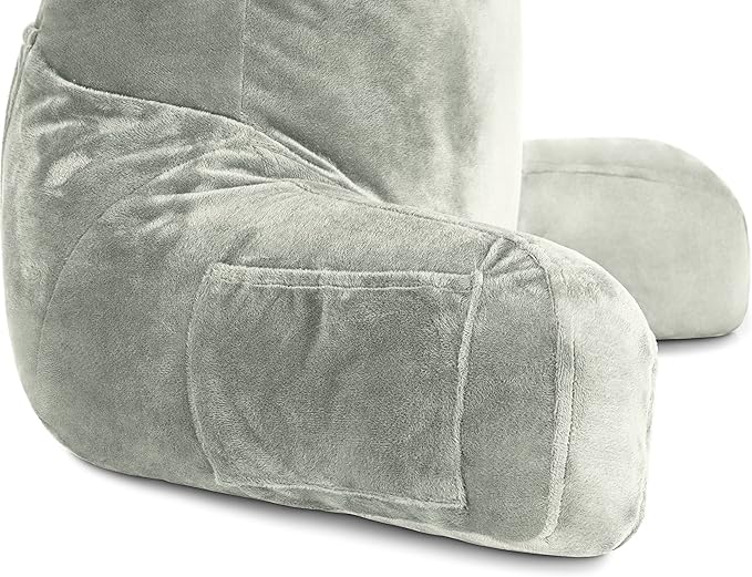 Husband Pillow Reading Pillow with Arms - Standard Backrest for Sitting Up in Bed - Firm Support Bed Rest Pillow for Adults, Neck Roll, Removable Cover -TV, Reading, Lounging - Desert Sage