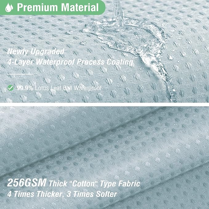 Dynamene Stall Fabric Shower Curtain - 54x78 inch Long Waffle Weave Weighted Thick Cloth Shower Curtains for Bathroom,Heavy Duty Hotel Spa Luxury Bath Curtain Set with 10 Plastic Hooks, Fog Blue