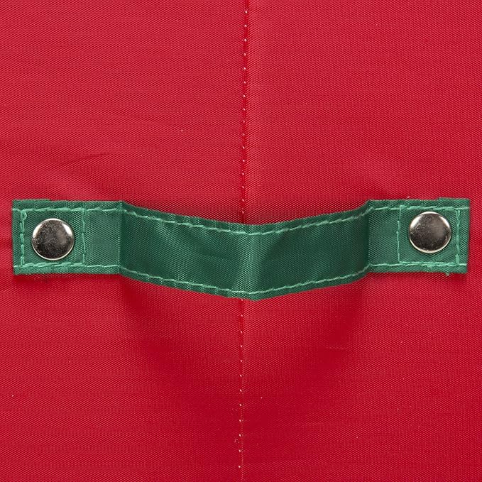 Household Essentials 530RED Holiday China Storage Chest with Lid and Handles | Storage Bin for Small Saucer Plates | Red Canvas with Green Trim
