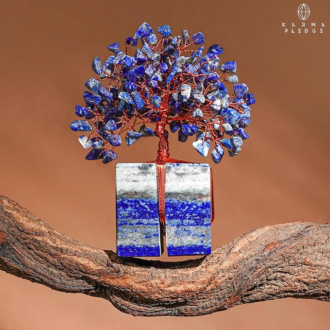 Chakra Tree of Life for Unique Gifts for Mom, Dad, Home and Office Decor, Handmade Lapis Lazuli Healing Crystal Tree for Positivity, Money & Good Luck, Birthday Gifts for Women,Mens