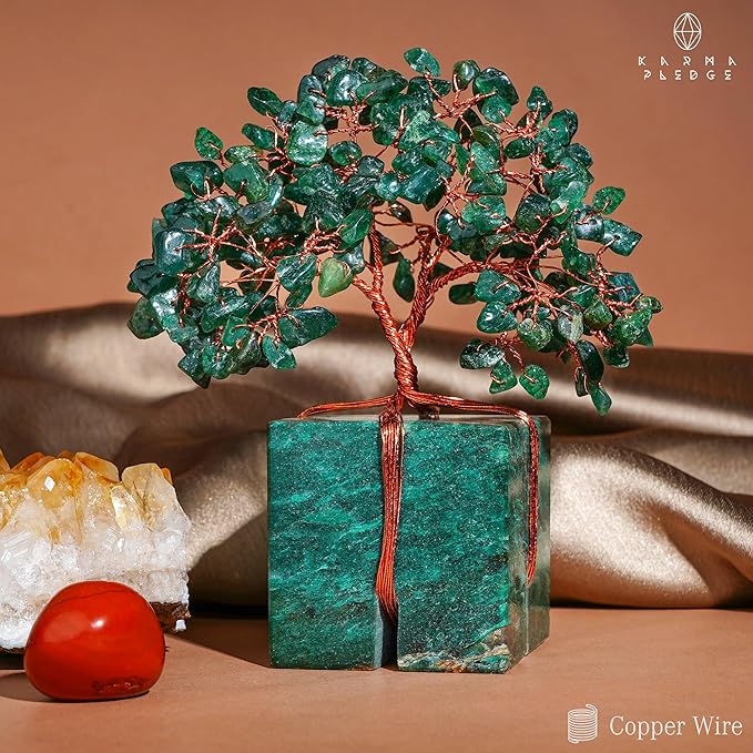 Chakra Tree of Life for Unique Gifts for Mom, Dad, Home and Office Decor, Handmade Green Aventurine Healing Crystal Tree for Positivity, Money & Good Luck, Birthday Gifts for Women, Mens