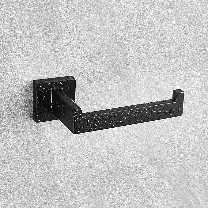 HITSLAM Matte Black Square Toilet Paper Holder Premium 304 Stainless Steel Toilet Roll Holder for Bathroom Rustproof Wall-Mounted 2 Pack