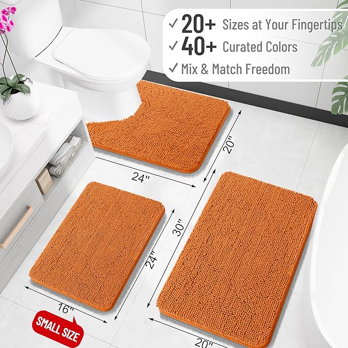 OLANLY Bathroom Runner Rugs 59x24, Extra Soft Absorbent Chenille Bath Rugs, Rubber Backing Quick Dry, Machine Washable Long Bath Mats for Bathroom Floor, Tub and Shower, Home Decor Accessories, Clay