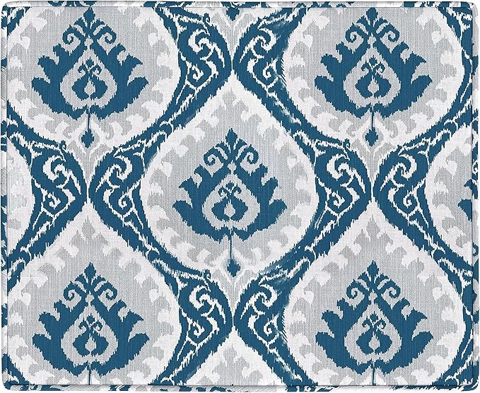 Homepop Home Decor |K7646-A877| Upholstered Modern Rectangular Storage Ottoman | Hinged Lid Ottoman with Storage for Living Room & Bedroom, Blue Ikat Medallion Print