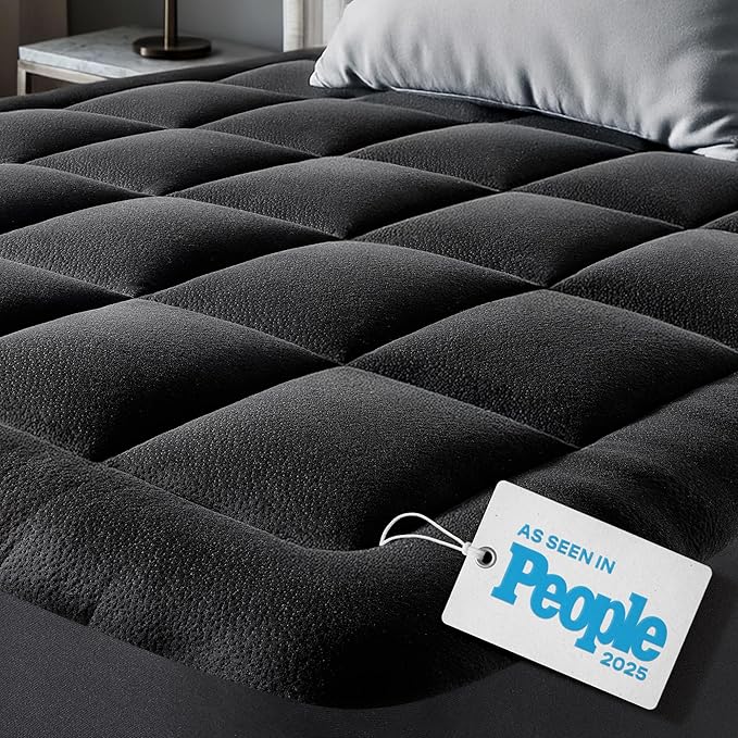 Niagara Ultra Soft Twin XL Size Mattress Topper - Viscose Made from Bamboo Pillow Top Mattress Pad for Back Pain Relief - Naturally Cooling for Hot Sleepers, fits 6-18" Mattress, 600GSM, Black