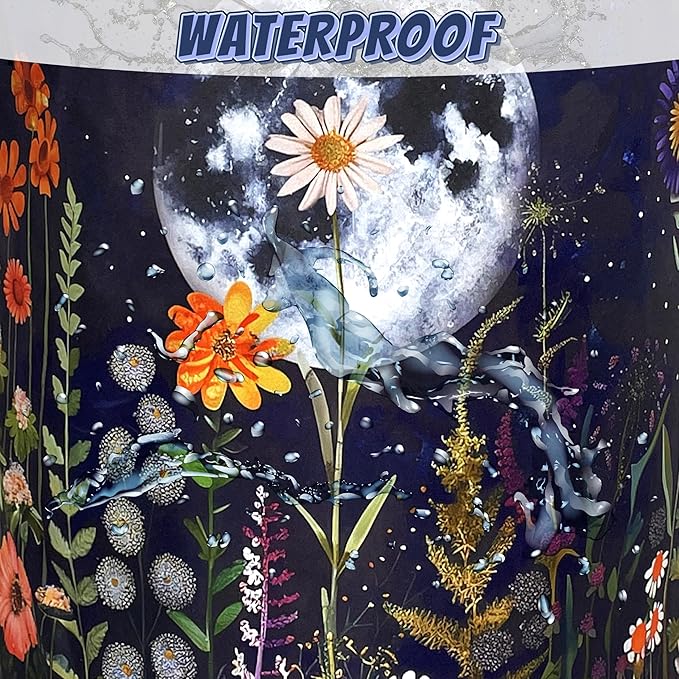 Moon Colorful Flowers Laundry Basket Oxford Cloth Beautiful Floral Laundry Hamper With Handle Foldable Portable Clothes Storage Basket Moon Laundry Bag 18.9"x16.5" For Laundry Room/Bedroom/Bathrooms