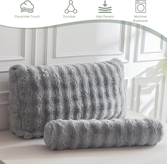 HIGOGOGO Headboard Pillow Twin,Ultra-Soft Wedge Pillow with a Cylindrical Neck Pillow,Memory Foam Filling,Back Support Pillows for Bed Sitting Up, Reading & Working, Removable Cover, 39.4"x19.7"