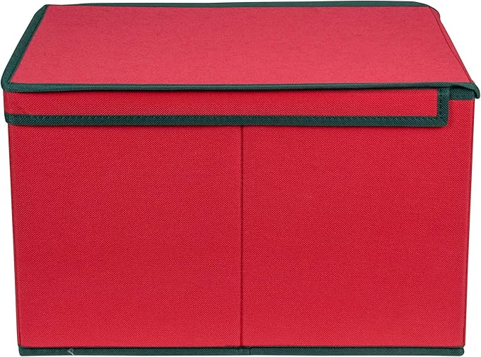 Northlight 16" Red Collapsible Christmas Decoration Storage Box with Handel