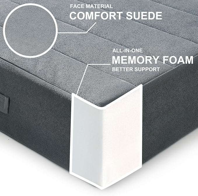 JKMAX 2 Pcs High Density Foam Floor Pillow - Upgraded Large Pillows Seating for Adults - Outdoor Floor Cushion with Soft Tufted Cover - Yoga Pillows for Sitting On Floor - 22 Inch Grey