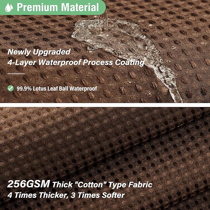 Dynamene Extra Long Shower Curtain - 84 Inch Long Brown Waffle Weave Heavy Duty Fabric Bathroom Shower Curtain, Neutral Weighted Hotel Thick Bath Curtain Set with 12 Plastic Hooks,72x84, Brown