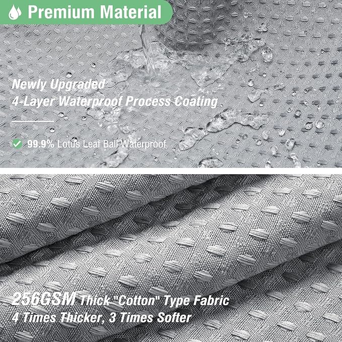Dynamene Stall Fabric Shower Curtain - 60 x 84 inch Long Waffle Weave Weighted Thick Cloth Shower Curtain for Bathroom, Neutral Heavy Duty Hotel Spa Luxury Bath Curtain Set with 10 Hook, Grey/Gray