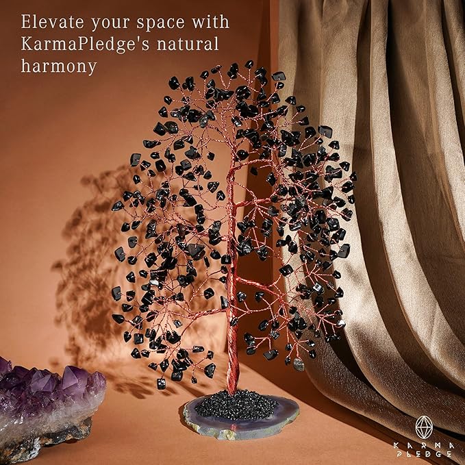 Crystal Tree of Life Birthday Gifts for Women, Men, Frineds, Handmade Black Obsidian Chakra Healing Tree for Home, Room, Office Decor, Bring Money, Positivity, Good Luck, Gifts for Mom & Dad