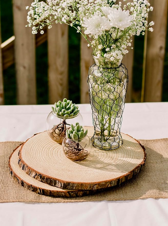 Set of (12) 11-13 inch Wood Slices for centerpieces! Wedding centerpieces, Wood Rounds, Tree Slices (11-13 inch Set of 12)