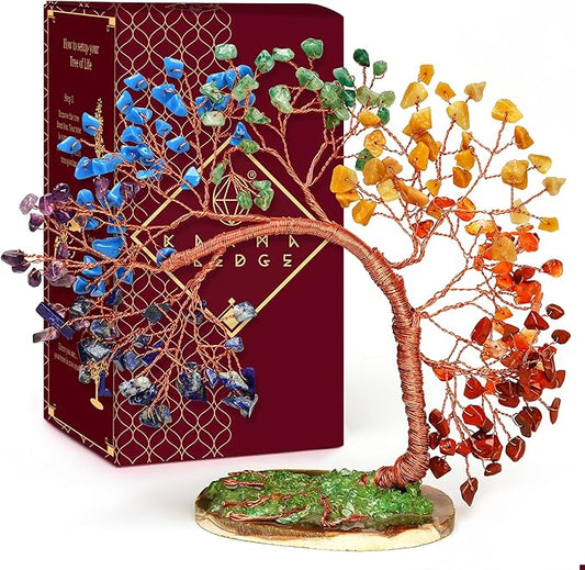 7 Chakra Tree of Life for Home, Office, Room, Wall Decor to Bring Money & Good Luck, Handmade Healing Crystal Tree Gifts for Women, Men, Mom & Dad, Unique Gifts for Birthday & Anniversary
