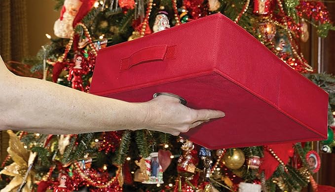 Jokari Holiday Ornament Storage Container and Closet Organizer. Safely and Securely Store Over 50 Ornaments. Decorative Toile Holder for Fragile Indoor or Outdoor Christmas-Tree Decorations (1)