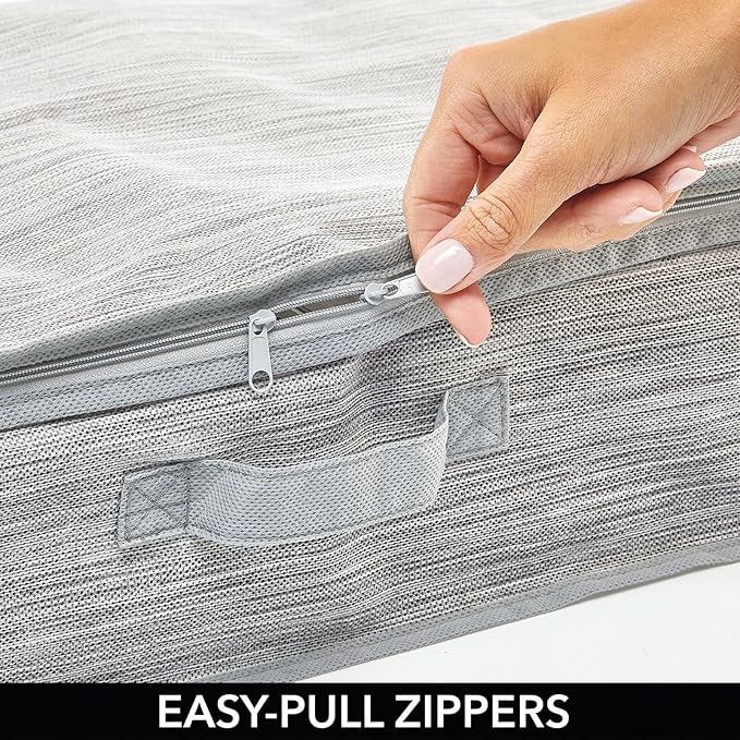mDesign Long Gift Wrapping Organizer with Handles - Wrapping Paper Holder for Christmas and Holiday Giftwrap - Zipper Closure Storage Bag Container - Taupe/Tan
