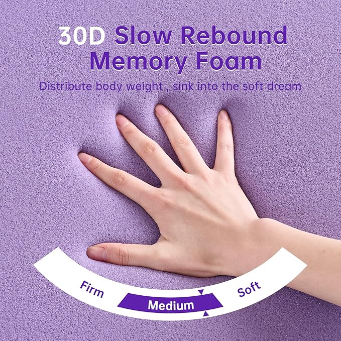 MUXHOMO 3 Inch 7-Zone Twin Mattress Topper, Egg Crate Memory Foam Mattress Topper Twin Size for Back Pain, Lavender Cooling Gel Infused Bed Pad, CertiPUR-US and Oeko-TEX Certification (38"×75")