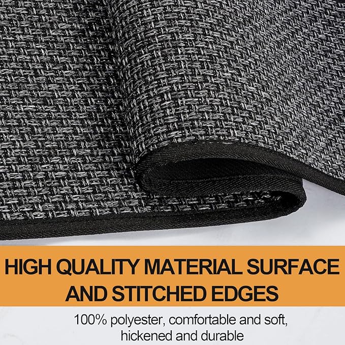 SUMLANS Kitchen Mat Set of 2 PCS, Cushioned Non Slip Rugs for Kitchen Floor, Absorbent Runner Comfort Standing Mats Washable for Kitchen, Office, Home, 17.3"x47"+17.3"x30" (Black)