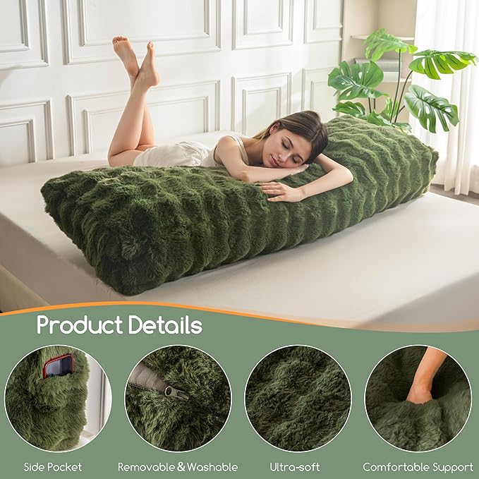 HIGOGOGO Headboard Pillow King,Ultra-Soft Wedge Pillow with 2 Cylindrical Neck Pillows,Memory Foam Filling,Back Support Pillows for Bed Sitting Up, Reading & Working, Removable Cover, 76"x19.7"