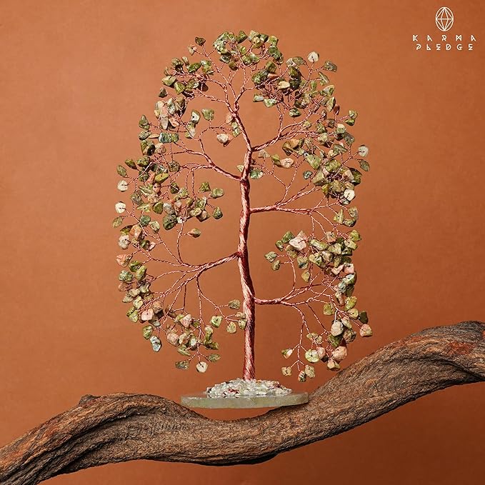Crystal Tree of Life Birthday Gifts for Women, Men, Frineds, Handmade Unakite Chakra Tree for Home, Room, Office Decor, Bring Money, Positivity, Reiki Healing, Good Luck, Gifts for Mom & Dad