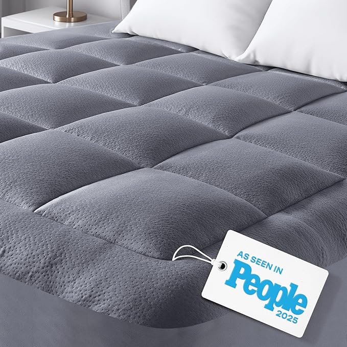 Niagara Ultra Soft Twin XL Size Mattress Topper - Viscose Made from Bamboo Pillow Top Mattress Pad for Back Pain Relief - Naturally Cooling for Hot Sleepers, fits 6-18" Mattress, 600GSM, Gray