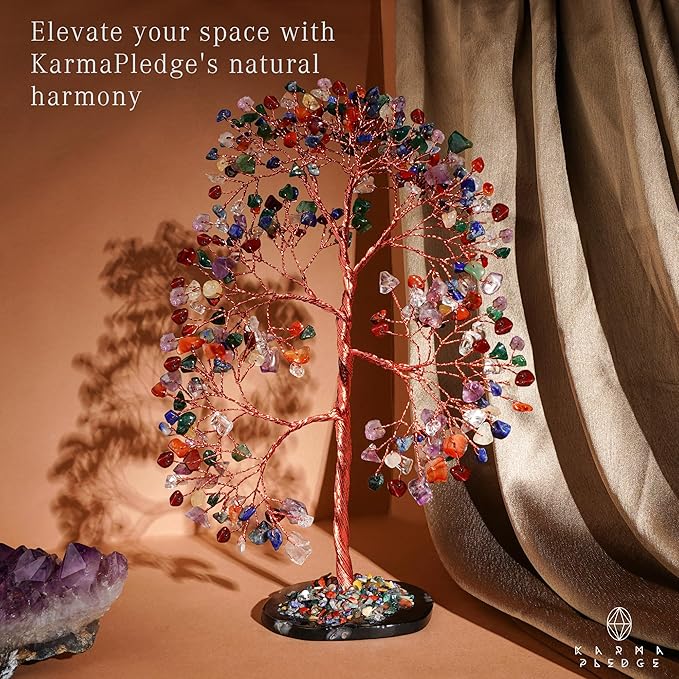 7 Chakra Crystal Tree of Life Birthday Gifts for Women, Men, Frineds, Handmade Reiki Healing Tree for Home, Room, Office Decor, Bring Money, Positivity, Good Luck, Gifts for Mom & Dad