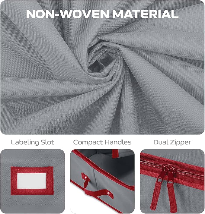 Christmas Wrapping Paper Organizer Storage, with Straps & Pockets, Gift Wrap Organizer Bag for Christmas Decorations, Fits Upto 24 Rolls, Underbed Storage for Holiday Decoration, (Gray)
