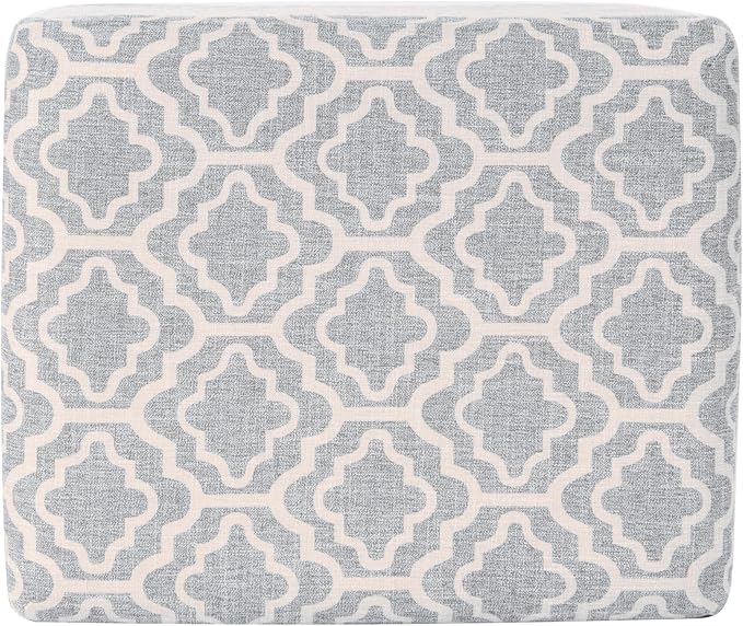 Homepop Home Decor | Upholstered MediumRectangular Storage Ottoman | Hinged Lid Ottoman with Storage for Living Room & Bedroom,Gray Geometric