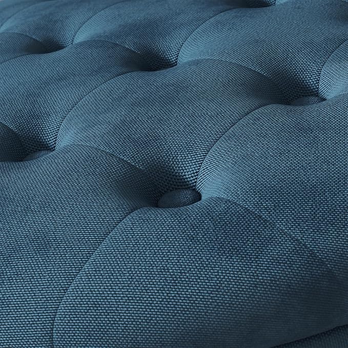 30 Inch Round Storage Ottoman,Modern Blue Tufted Ottomans,Circular Coffee Table with Removable Top,Upholstered Large Ottoman with Storage Footrest Stool for Bedroom Living Room (Blue)
