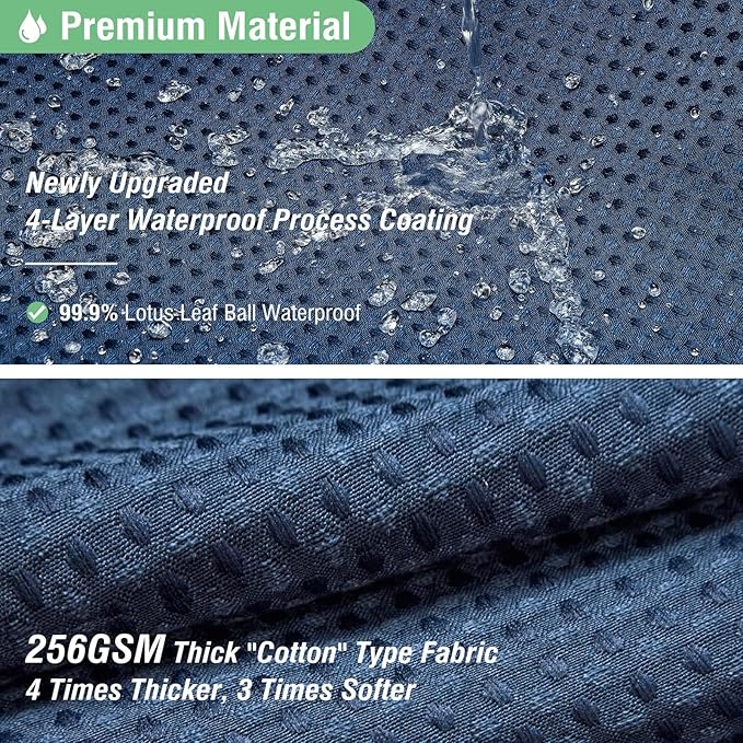 Dynamene Extra Wide Shower Curtain-108 Inch Wide Waffle Weave Weighted Thick Cloth Bathroom Shower Curtain, Neutral Heavy Duty Hotel Bath Curtain Set with 18 Plastic Hooks,108x72, Navy Blue