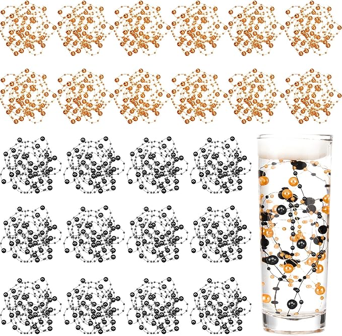Tondiamo 24 Pcs Artificial Pearl String for Floating Candle Faux Pearls Beads String Garland Centerpiece Decoration for Vases Filler Wedding Spring Holiday Party Decor(Black, Dark Gold)