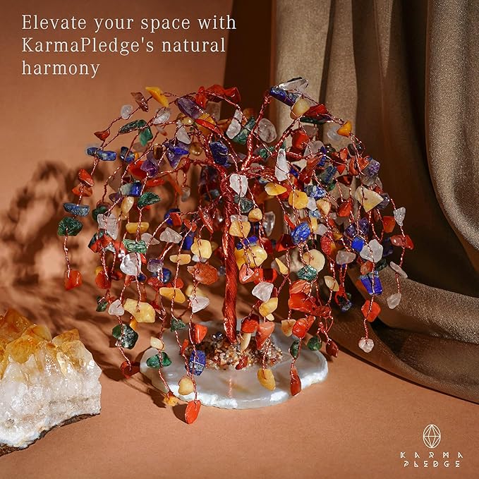 7 Chakra Tree of Life Birthday Gifts for Women, Home and Office Decor, Handmade Crystal Chakra Tree for Money, Positivity, Reiki Healing, Spiritual Good Luck Gifts for Mom & Dad