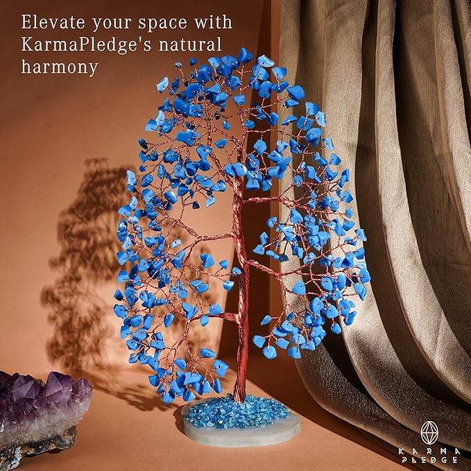 Crystal Tree of Life Birthday Gifts for Women, Men, Frineds, Handmade Turquoise Chakra Healing Tree for Home, Room, Office Decor, Bring Money, Positivity, Reiki, Good Luck, Gifts for Mom & Dad