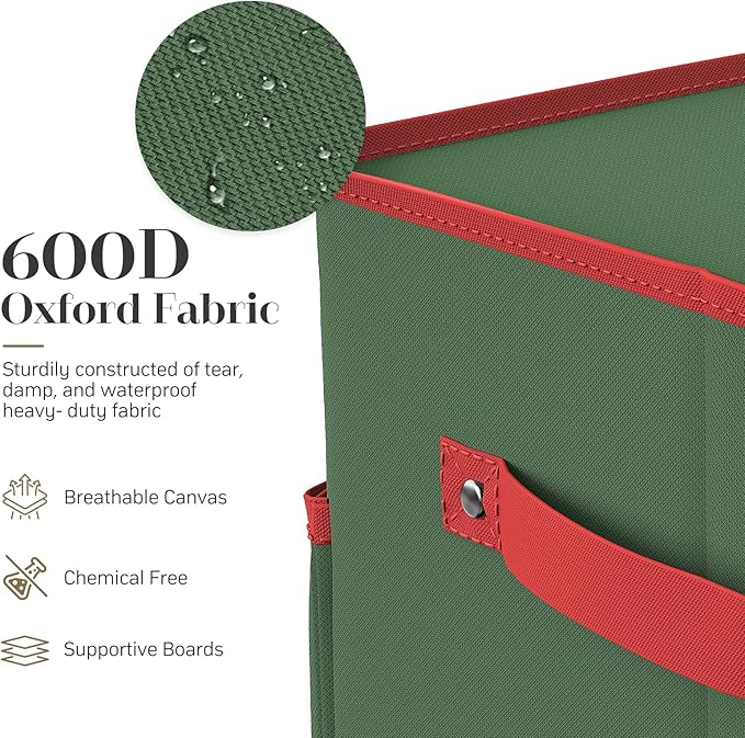Winpull Christmas Ornament Storage Box with 8 Trays, Christmas Storage Container for 128-3'' Holiday Ornament Decorations, Large Xmas Organizer with Adjustable Dividers, Dual Zipper and Pocket (Green)