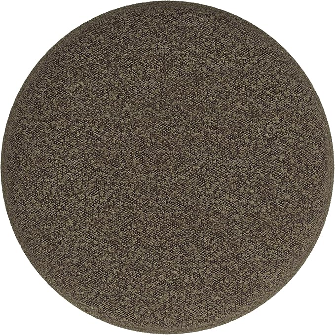 Spatial Order Upholstered Round Ottoman (No Lid, Seat Only) | Spatial Order Home Décor | Foot Rest Pouf – Dark Brown Boucle