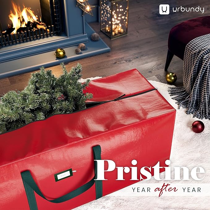 Heavy Duty Christmas Tree Storage Bag 9 Ft - Christmas Tree Bag Red - Tree Bags For Storage - Xmas Tree Storage Bag Holds 9 Ft Christmas Tree Bag For All Year Round Christmas Storage