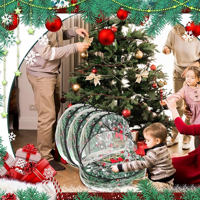 Shappy 6 Pcs 36 Inch Back to School Wreath Storage Container Clear Wreath Storage Bags PVC Waterproof Garland Bags with Clear Window Dual Zippers and Handles for Holiday Artificial Garland (Black)