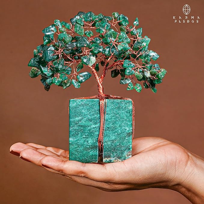 Chakra Tree of Life for Unique Gifts for Mom, Dad, Home and Office Decor, Handmade Green Aventurine Healing Crystal Tree for Positivity, Money & Good Luck, Birthday Gifts for Women, Mens