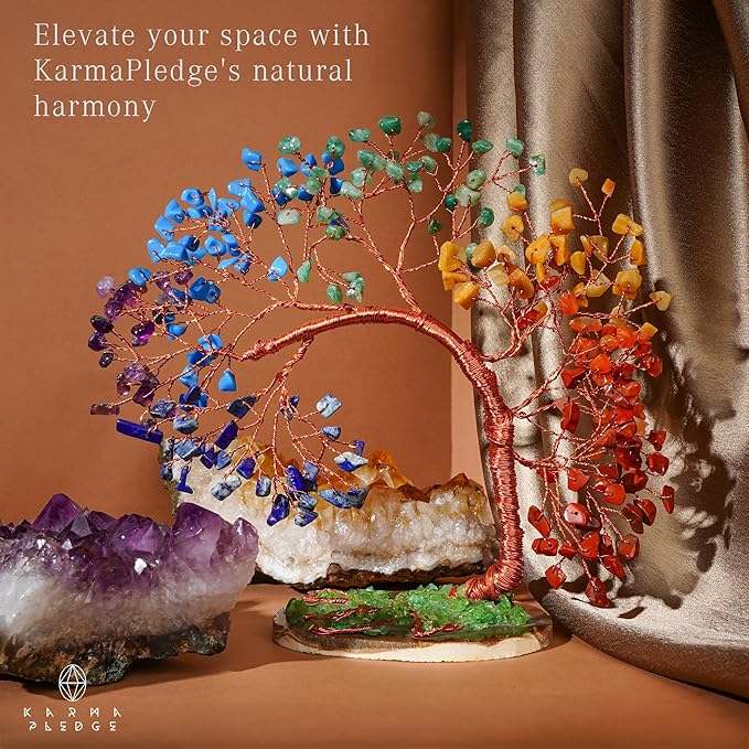 7 Chakra Tree of Life for Home, Office, Room, Wall Decor to Bring Money & Good Luck, Handmade Healing Crystal Tree Gifts for Women, Men, Mom & Dad, Unique Gifts for Birthday & Anniversary