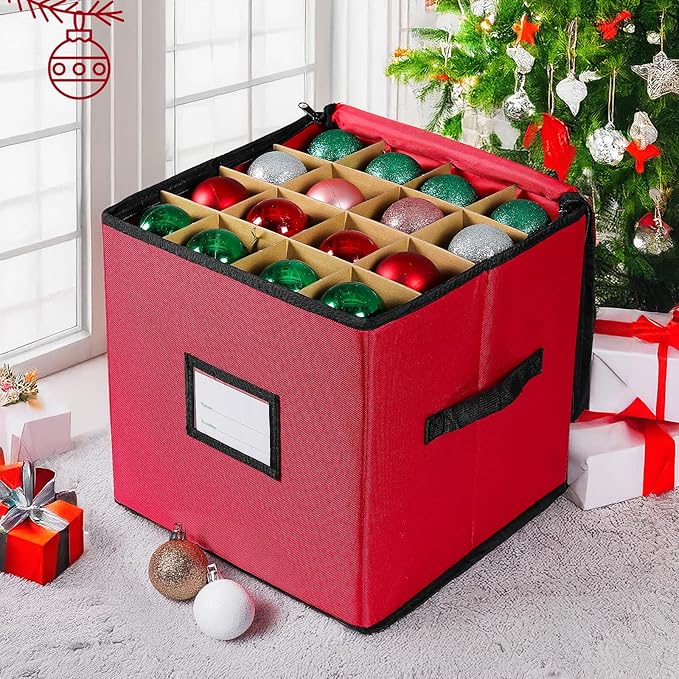 christmas decoration organizer village storage box，Containers that Store up to 64 Holiday Ornaments