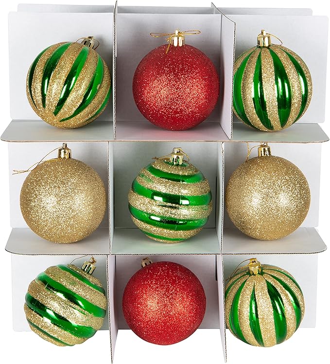 Simplify 27-Count Ornament Organizer| Gold | Holds 27 Ornaments | Christmas Storage | Light Weight | Dimensions: 12.2 x 12.2 X 12.2 | Easy Carry Handles