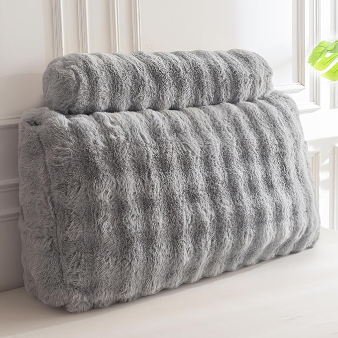 HIGOGOGO Headboard Pillow Twin,Ultra-Soft Wedge Pillow with a Cylindrical Neck Pillow,Memory Foam Filling,Back Support Pillows for Bed Sitting Up, Reading & Working, Removable Cover, 39.4"x19.7"