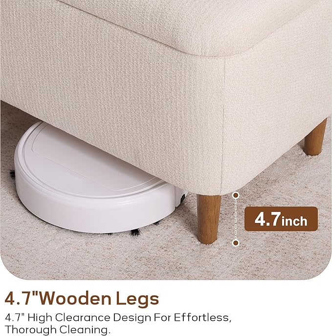 39.4”Ottoman with Storage Set of 2,Upholstered Comfy Storage Bench Ottoman with Wooden Legs,End of Bed Bench Footstool for Hallway Entryway Bedroom Living Room Corner Beige