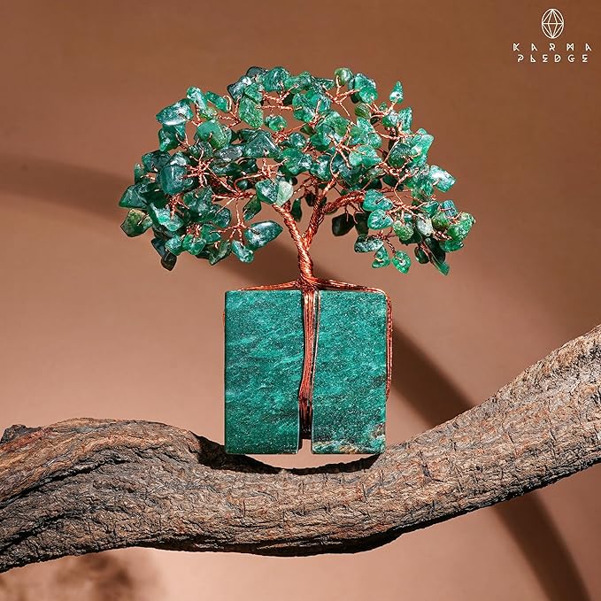 Chakra Tree of Life for Unique Gifts for Mom, Dad, Home and Office Decor, Handmade Green Aventurine Healing Crystal Tree for Positivity, Money & Good Luck, Birthday Gifts for Women, Mens