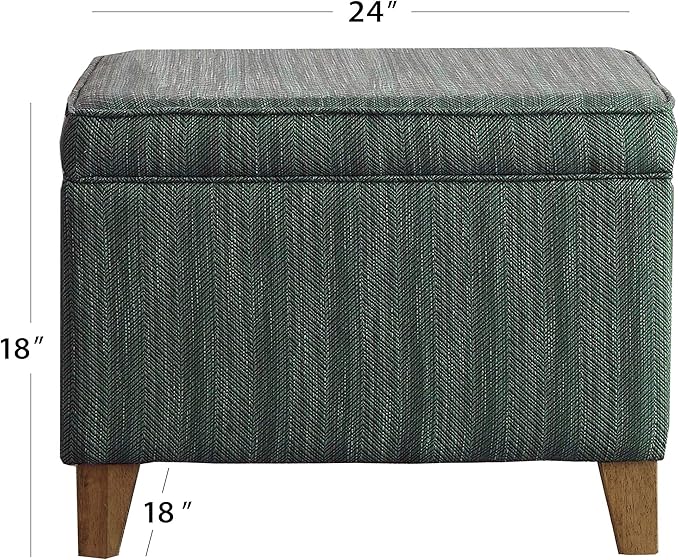 Homepop Home Decor | Medium Square Storage Ottoman with Hinged Lid | Ottoman with Storage for Living Room & Bedroom, Teal