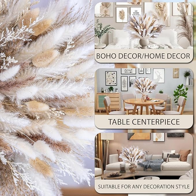 440PCS Natural Pampas Grass Decor Bouquet | Boho Dried Floral Arrangement Centerpiece Table Decor Wedding Decor Rustic Decor (440PCS)